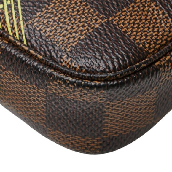 LOUIS VUITTON Authentic Brown Damier Leather Pochette Pouch - Picture 7 of 14